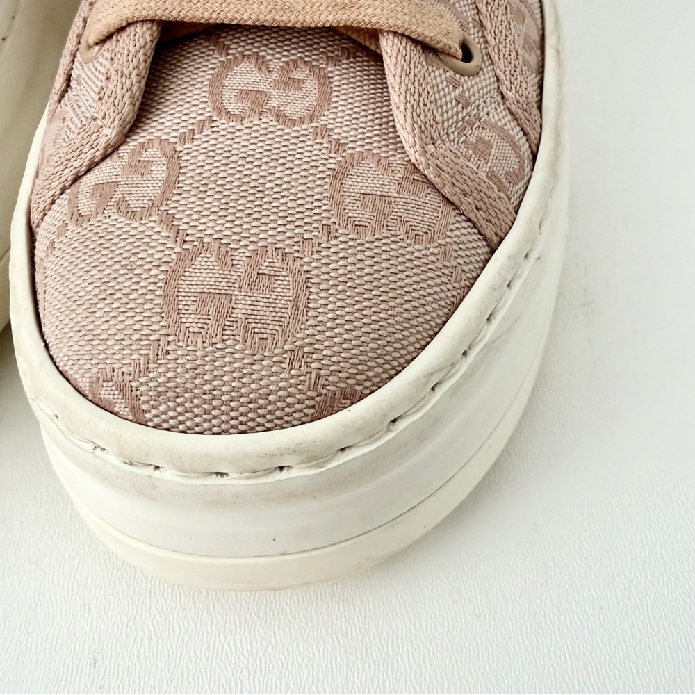 GUCCI | Pink GG Canvas High Top Platform Sneakers Tennis 1977 EU 38 - Picture 5 of 16